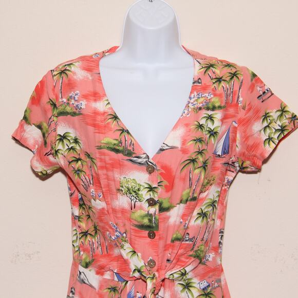 Vintage Carol Anderson Tie Front dress Size Medium Tropical Island print - Picture 3 of 8